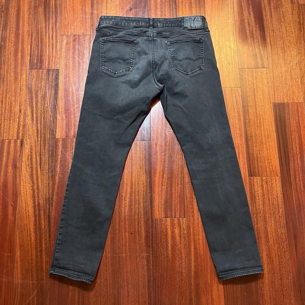 American Eagle Jeans Mens 36x32 (36x31) Dark Gray Skinny Flex Stretch Grunge * - Picture 2 of 12